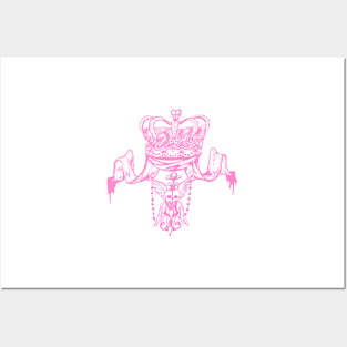 skull and crown crest in pink Posters and Art